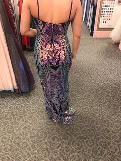 David's Bridal Multicolor Size 4 Jewelled Floor Length Spaghetti Strap $300 Straight Dress on Queenly