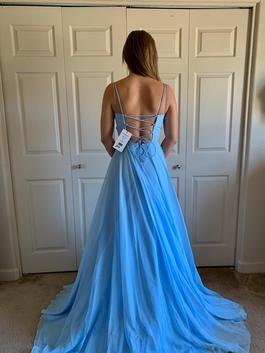 Style 52839 Sherri Hill Blue Size 0 Military Corset A-line Dress on Queenly