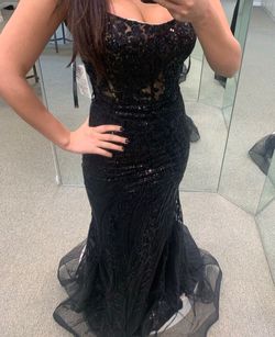 Sherri Hill Black Size 0 Prom Sequined Train Corset Mermaid Dress on Queenly