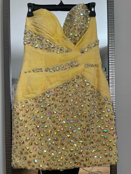 Mari lee Yellow Size 4 Midi $300 Cocktail Dress on Queenly