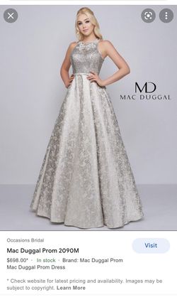Mac Duggal Silver Size 0 Wedding Floor Length Pageant Ball gown on Queenly