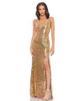 Style 9126 Mac Duggal Gold Size 6 $300 Tall Height 50 Off Side slit Dress on Queenly