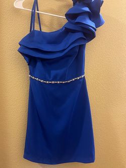 Ieena for Mc Dugal Blue Size 0 Interview Euphoria $300 Nightclub Midi Cocktail Dress on Queenly