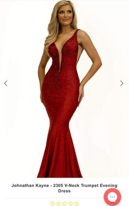 jonathan kaye Red Size 12 Plus Size Prom A-line Dress on Queenly
