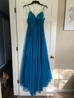 Sherri Hill Blue Size 2 Sorority Formal Floor Length Military Tall Height A-line Dress on Queenly