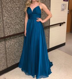 Sherri Hill Blue Size 2 Sorority Formal Floor Length Military Tall Height A-line Dress on Queenly
