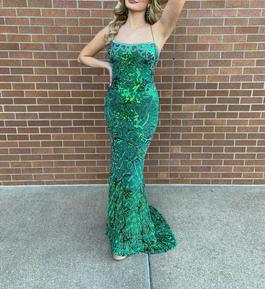 Sherri Hill Green Size 2 $300 Military Mermaid Dress on Queenly