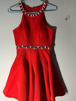 Mac Duggal Red Size 2 Sequined Homecoming $300 Beaded Top Cocktail Dress on Queenly
