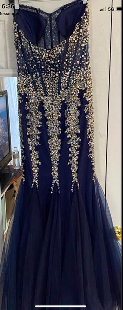 Jovani Navy Blue Size 6 Floor Length Navy Mermaid Dress on Queenly