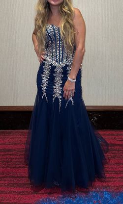 Jovani Navy Blue Size 6 $300 Mermaid Dress on Queenly