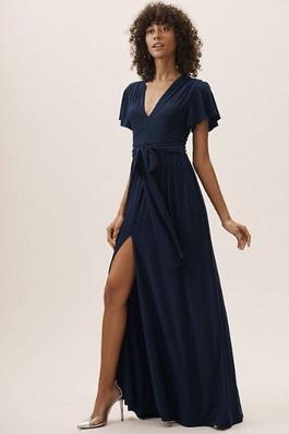 BHLDN Blue Size 22 Bridesmaid Side slit Dress on Queenly