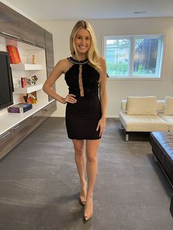 Sherri Hill Black Size 4 $300 Beaded Top Bachelorette Sorority Formal Cocktail Dress on Queenly