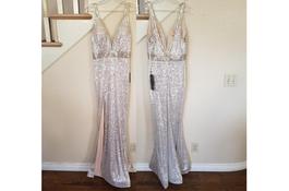 Cinderella Divine  Silver Size 4 $300 Polyester Backless Side slit Dress on Queenly