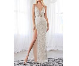 Cinderella Divine  Silver Size 4 $300 Polyester Backless Side slit Dress on Queenly
