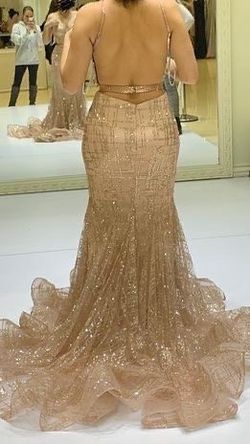 Jovani Pink Size 2 Sequin Military Rose Gold Mermaid Dress on Queenly