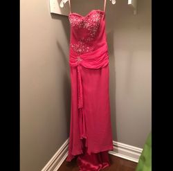 Flirt Hot Pink Size 6 50 Off Strapless Sweetheart Straight Dress on Queenly