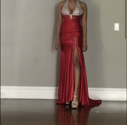 MoriLee Red Size 4 Mori Lee $300 Side slit Dress on Queenly