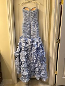 Jovani Blue Size 4 Ruffles Sweetheart $300 Polyester Mermaid Dress on Queenly