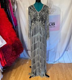 Unique Dress Clu Silver Size 10 Tall Height 50 Off Silk Mermaid Dress on Queenly