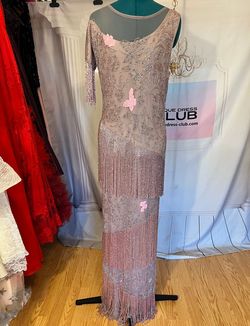 Unique Dress Clu Pink Size 8 Free Shipping Sequined Floor Length Embroidery Mermaid Dress on Queenly