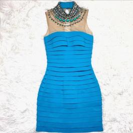 Sherri Hill Blue Size 4 Midi Cocktail Dress on Queenly