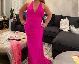 La Femme Hot Pink Size 12 Plus Size Floor Length Mermaid Dress on Queenly