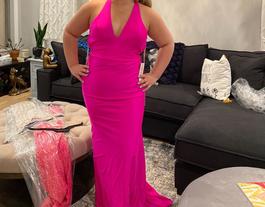 La Femme Hot Pink Size 14 Plus Size Floor Length Mermaid Dress on Queenly