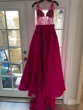 Jovani Hot Pink Size 4 Sequined Beaded Top Embroidery Ball gown on Queenly