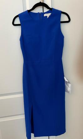 Dress the Population Blue Size 4 Midi Cocktail Dress on Queenly
