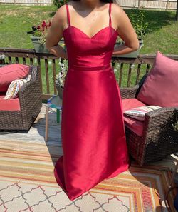 DaVinci Red Size 16 Satin Plus Size Floor Length A-line Dress on Queenly