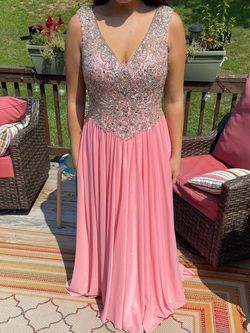 Zoey Gray Pink Size 14 Sequin Beaded Top Prom Straight Dress on Queenly