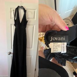 Jovani Black Tie Size 10 Floor Length Halter Straight Dress on Queenly