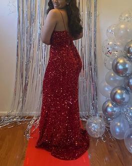 berlinnova Red Size 8 Floor Length Side slit Dress on Queenly