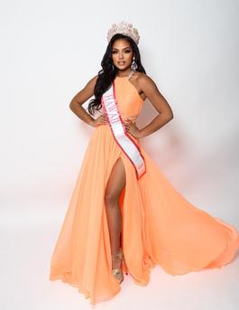 Rachel Allan Orange Size 2 Floor Length Side slit Dress on Queenly