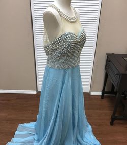 Larissa Couture LV Blue Size 18 Bridgerton Sequined Train Sequin Ball gown on Queenly