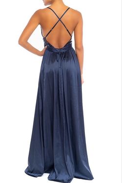 Style LD6179 Luxxel Navy Blue Size 2 Beaded Top Sorority Formal A-line Dress on Queenly