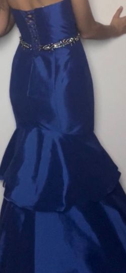 Alyce Paris Blue Size 2 Ruffles Pageant Jewelled Prom Mermaid Dress on Queenly