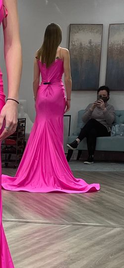 Jessica Angel Pink Size 2 Medium Height Plunge Black Tie Side slit Dress on Queenly
