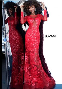 Jovani Blue Size 10 Sheer Sleeves Military Mermaid Dress on Queenly