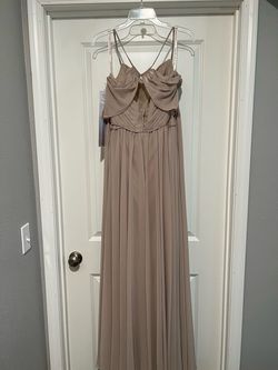 Mor lee Nude Size 12 Bridesmaid Plus Size Morí Lee A-line Dress on Queenly