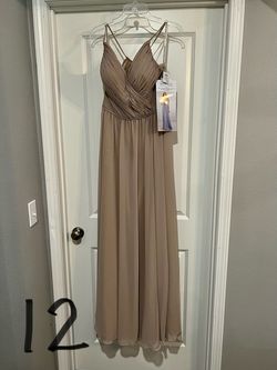 Mor lee Nude Size 12 $300 Floor Length A-line Dress on Queenly