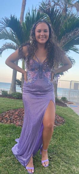 Sherri Hill Purple Size 6 Floor Length Jewelled Side slit Dress on Queenly