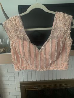 Style -1 Sherri Hill Light Pink Size 6 Beaded Top 50 Off Pageant Sheer Train Dress on Queenly