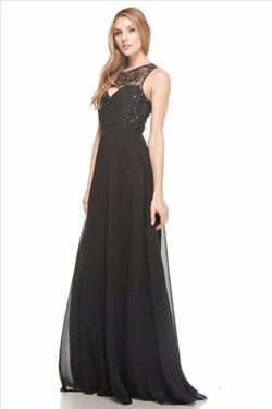 Style m24170 Maniju Black Tie Size 2 Sequined Jewelled Floor Length A-line Dress on Queenly