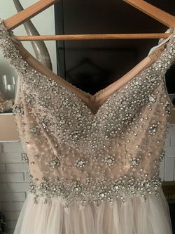 Style -1 Terani Couture Nude Size 0 Sequined Jewelled Custom Sheer Ball gown on Queenly