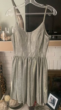 Style -1 Jovani Silver Size 2 Euphoria Sequined Plunge Sequin Cocktail Dress on Queenly