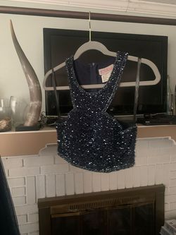 Jovani Navy Blue Size 2 Navy Jewelled Train Dress on Queenly