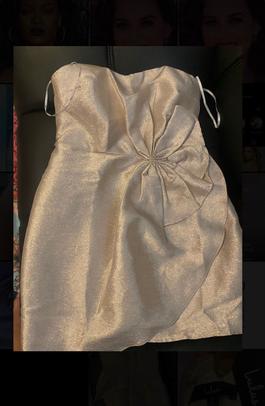 Lulus Gold Size 2 Midi $300 Strapless Cocktail Dress on Queenly
