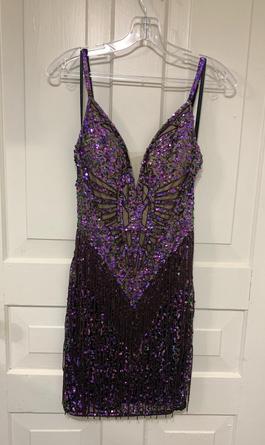 Ashley Lauren Purple Size 0 Nightclub Fringe Pageant $300 Cocktail Dress on Queenly