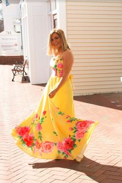 Style LD08800 Luxmi Multicolor Size 6 Floor Length Floral $300 Straight Dress on Queenly